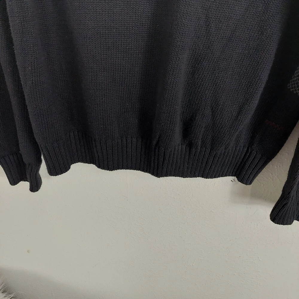 Tasso Elba Men's Size Large Zip-Front Cardigan Sweater Black Gray Plaid Pockets‎ - Picture 10 of 10
